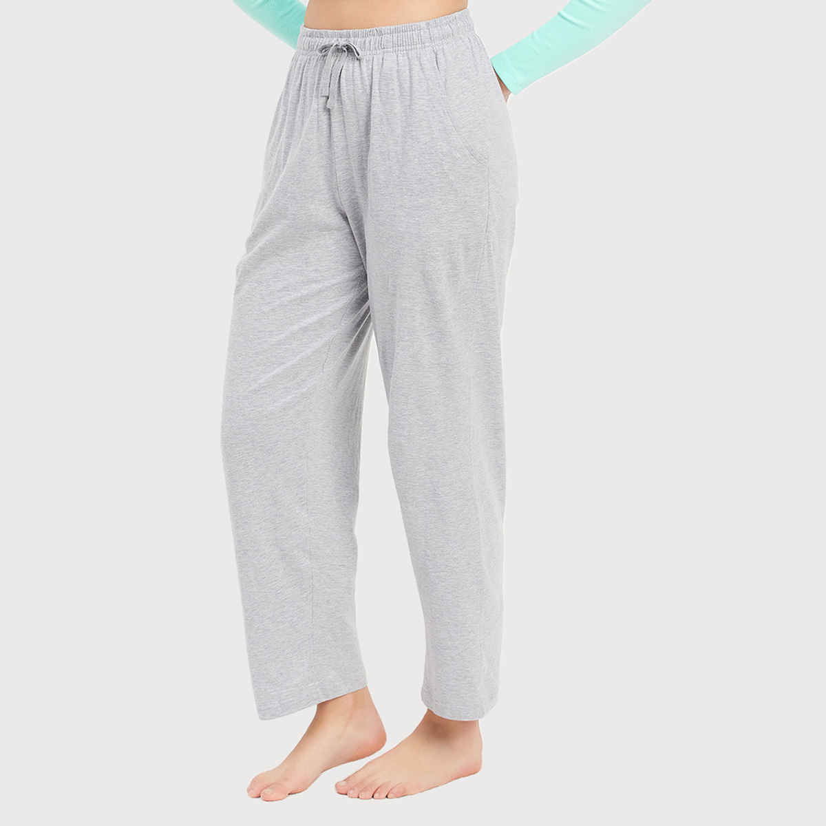 Clovia Pyjama With Elastic Waistband - Cotton Rich(Grey Melange - M)