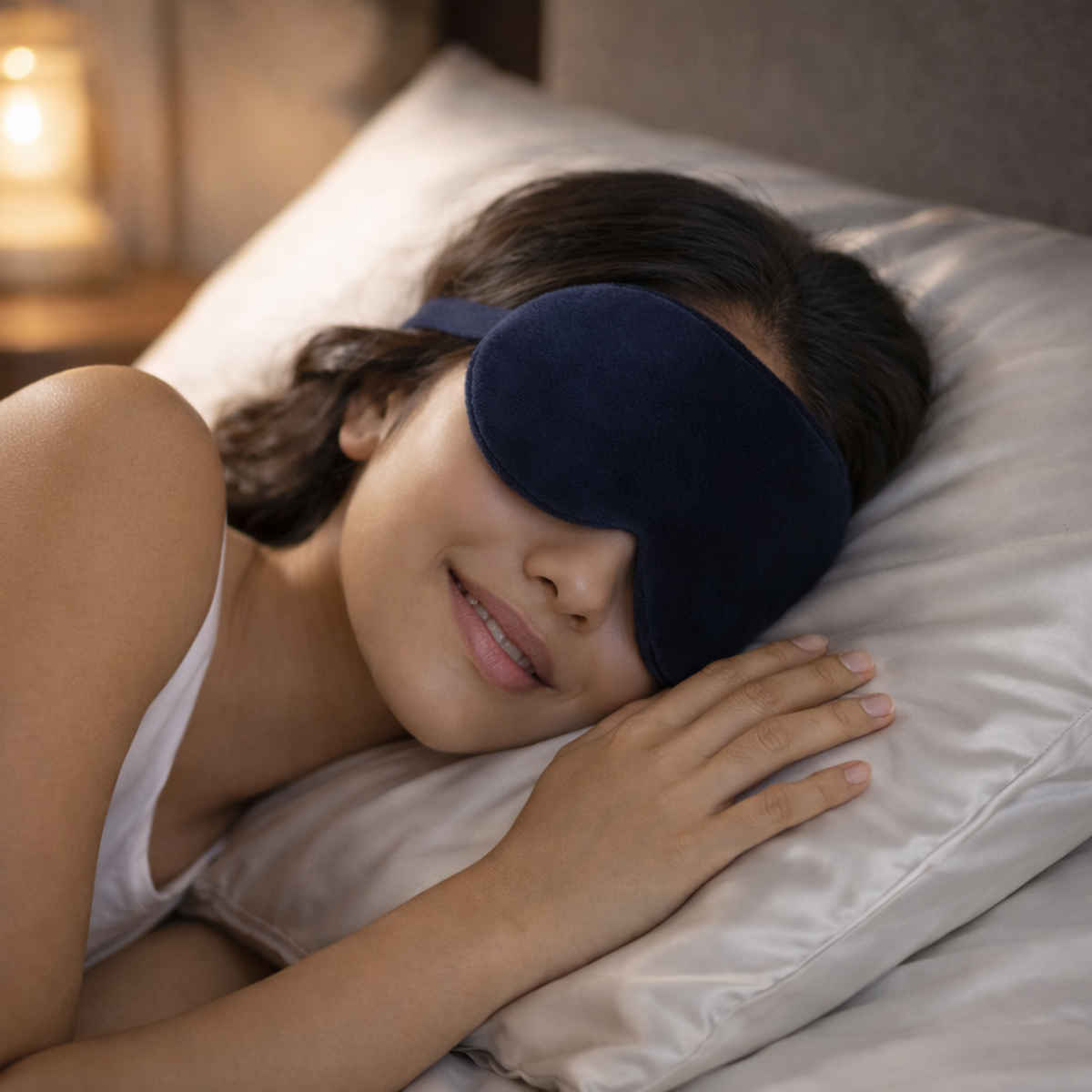 Trajectory Eye Mask for Sleeping with Adjustable Strap Velvet Sleep Mask | Blue