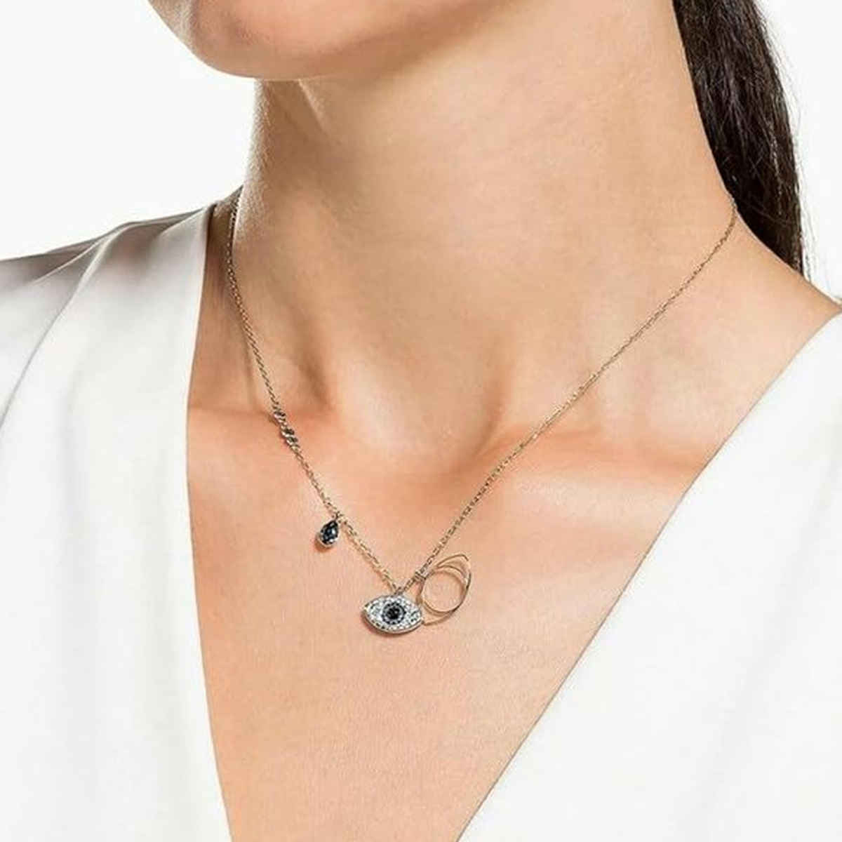 SALTY Sapphire Evil eye Necklace Pendant for Women and Girls| Anti-Tarnish | Rose Gold