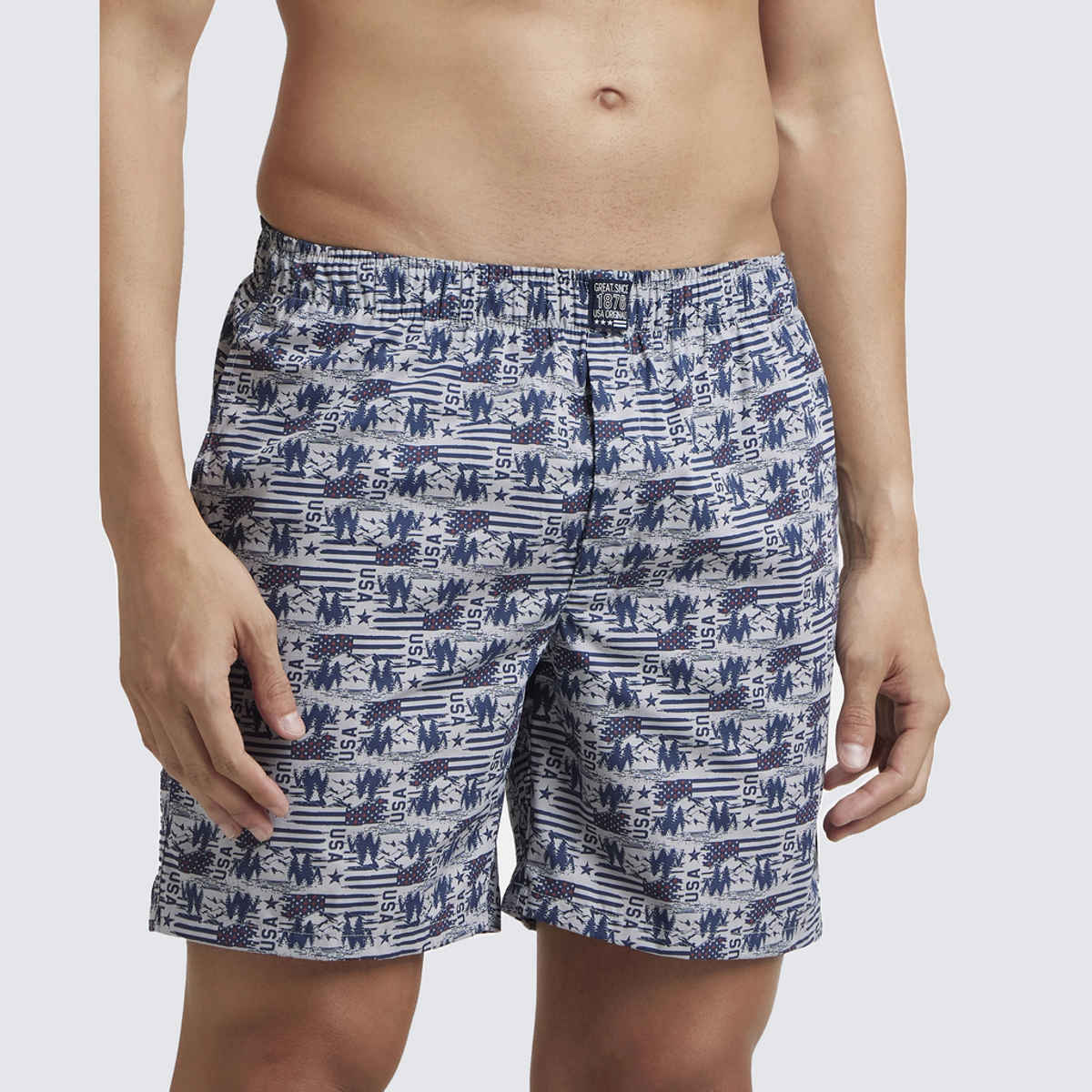 Jockey US57 Men's Super Combed Cotton Woven Printed Underwear Boxer|Side Pocket|PO2 | Multi Colour-M