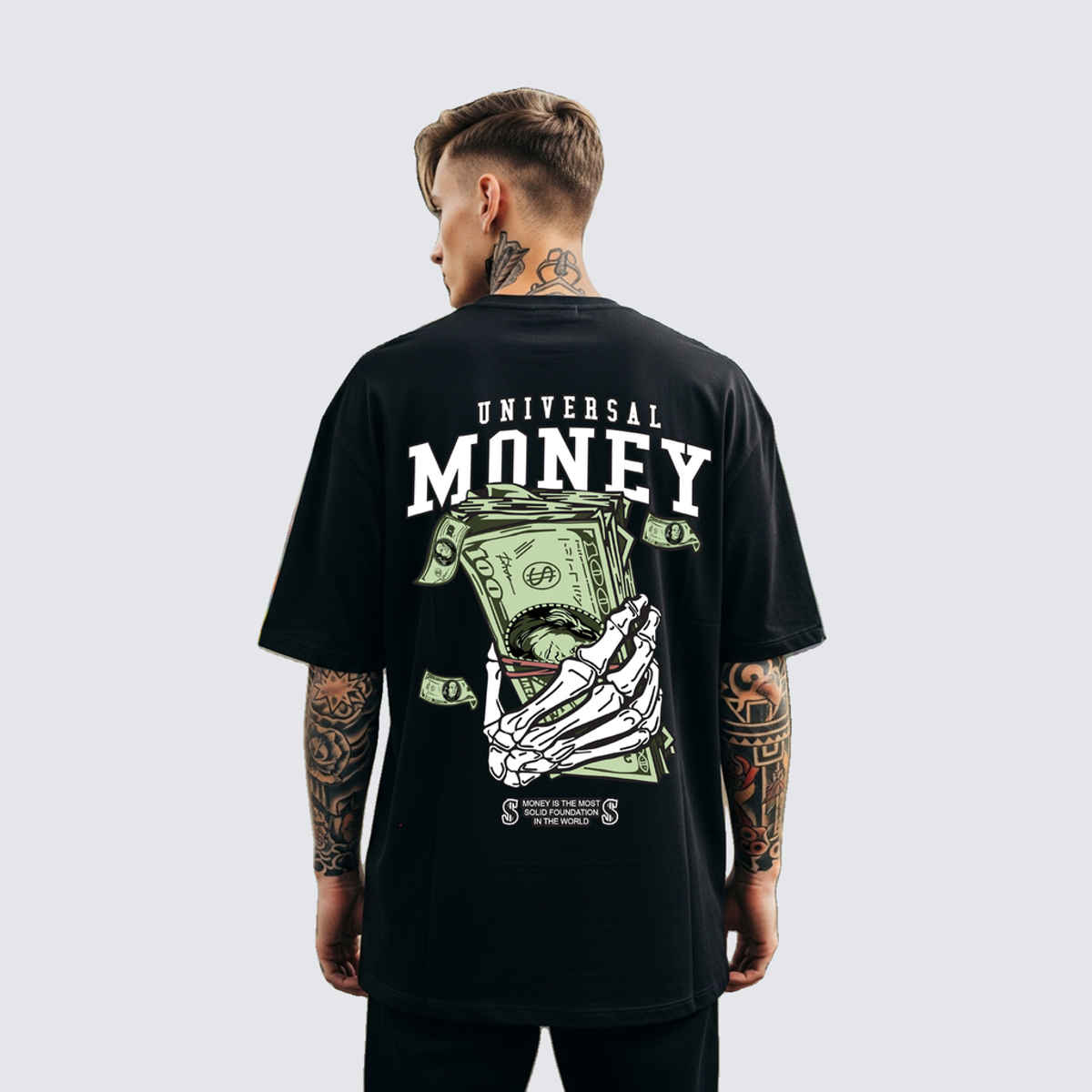 BENNY BROOKS Men's Round Neck half sleeve Oversized T-shirt |AA(ARN)BLACK220 | Black - XL