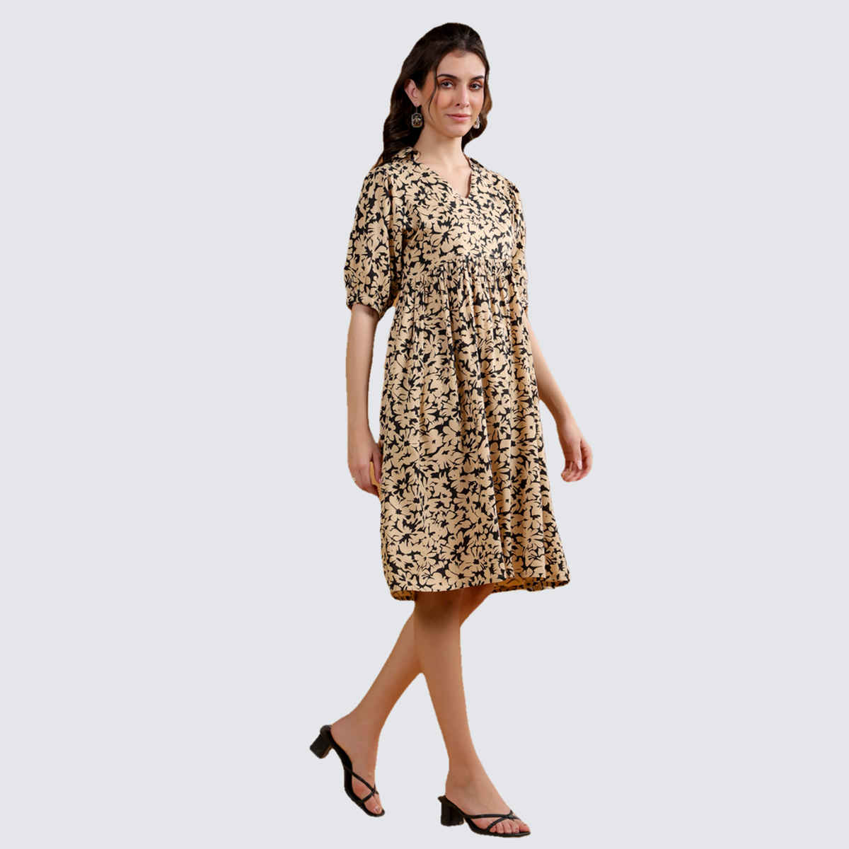Sanskrutihomes Women's Pure Cotton Dresses | SED-70 | Beige - L