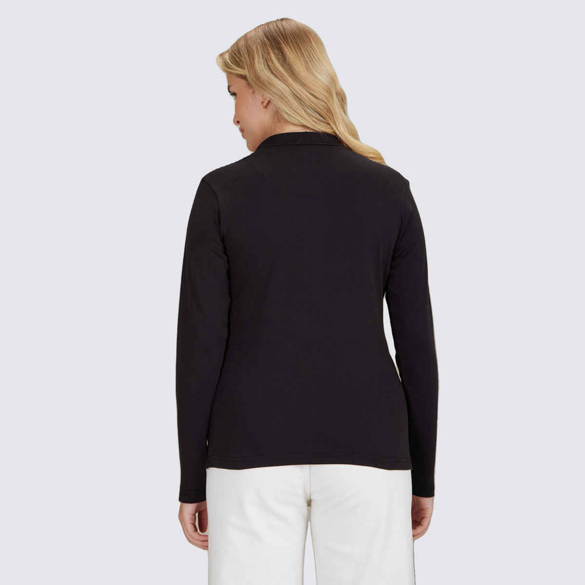 U.S. Polo Assn. Women's Long Sleeve Cotton Polo Shirt | Black - M