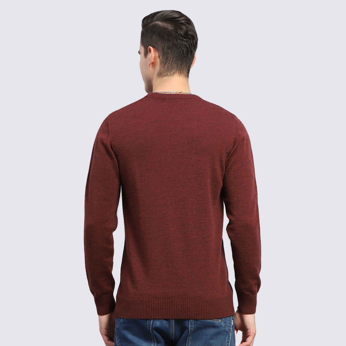 Monte Carlo Mens Wine Self Design Round Neck Full Sleeve Pullover |1243242Rn-2-44 |XXL