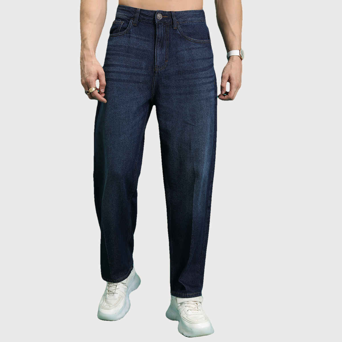 HIGHLANDER Men's Relaxed Fit Mid-Rise Light Fade Jeans | Blue - 30