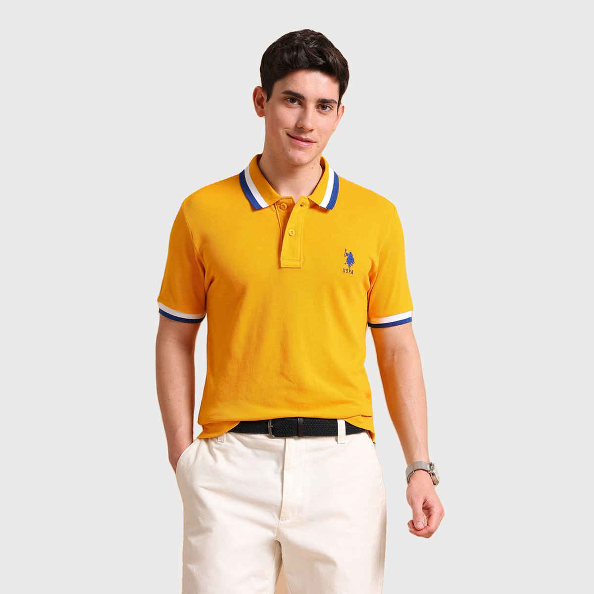 U.S. Polo Assn. Men's Heritage Tipped Polo Shirt | Mustard - L