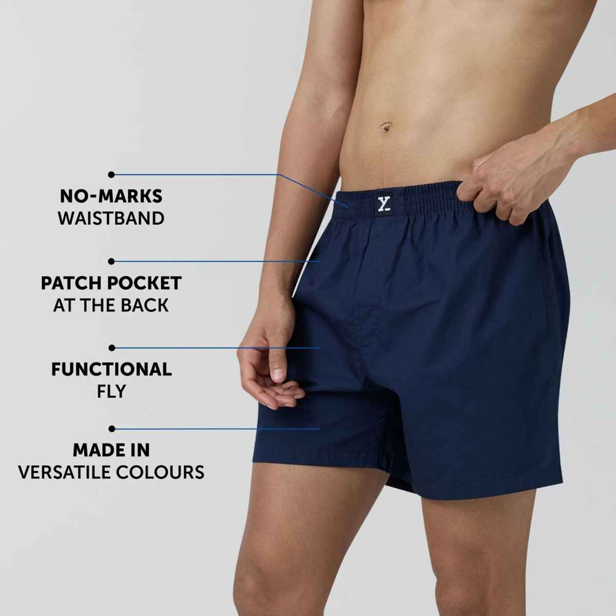 XYXX Men's Cotton Solid Inner Boxers Pack of 1, Midnight Blue| S
