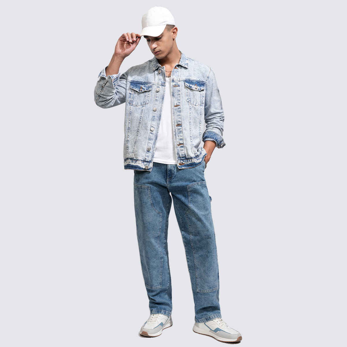 HIGHLANDER Men's Spread Collar Denim Jacket | Indigo - M