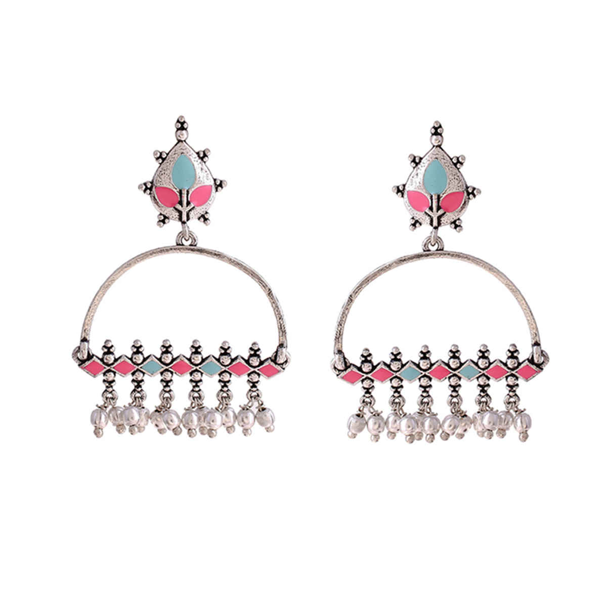 Voylla Bagh E Fiza Enamel Embellished Brass Earrings