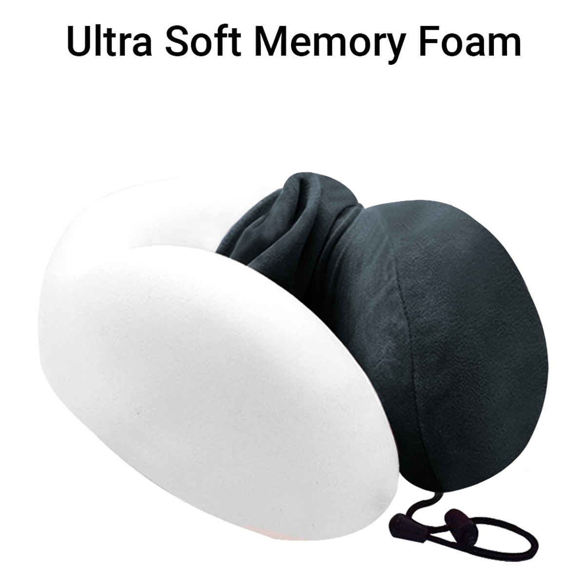 Billebon Unisex Memory Foam Neck Pillow with Eye Mask | Grey - One Size