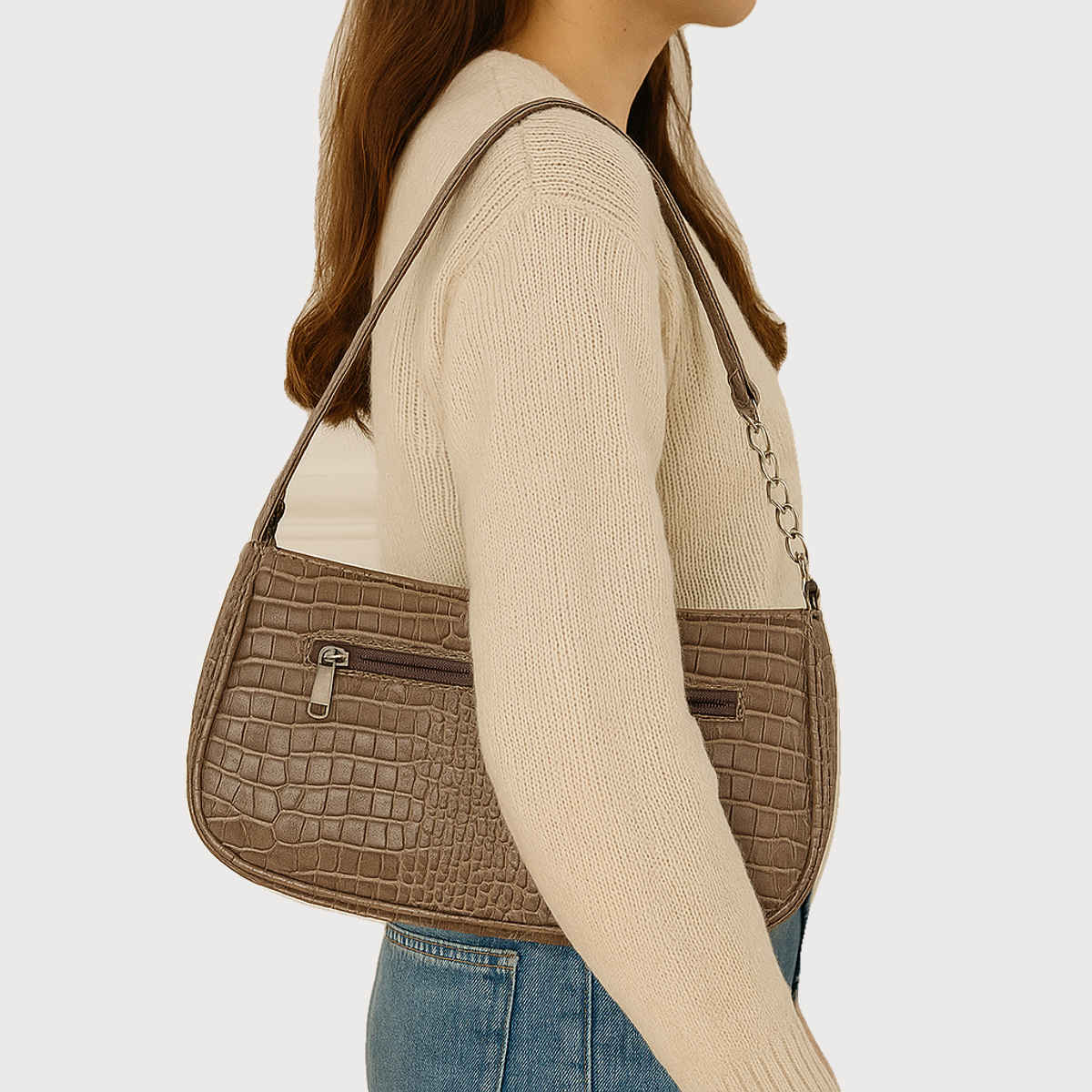 Metro Women's Solid PU Shoulder Bag | Grey - One Size