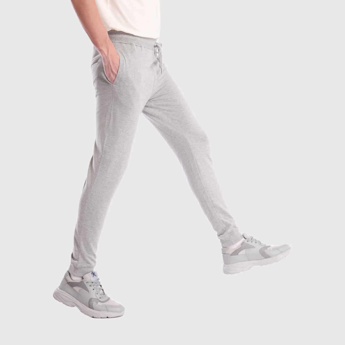 Nobero Men's Zip Pocket Joggers | Grey Melange - M