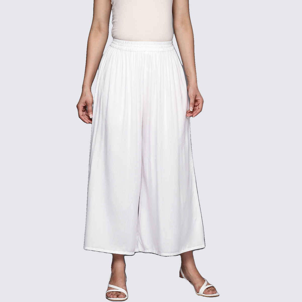 Libas Women White Soild Palazzos - Pl1452XL