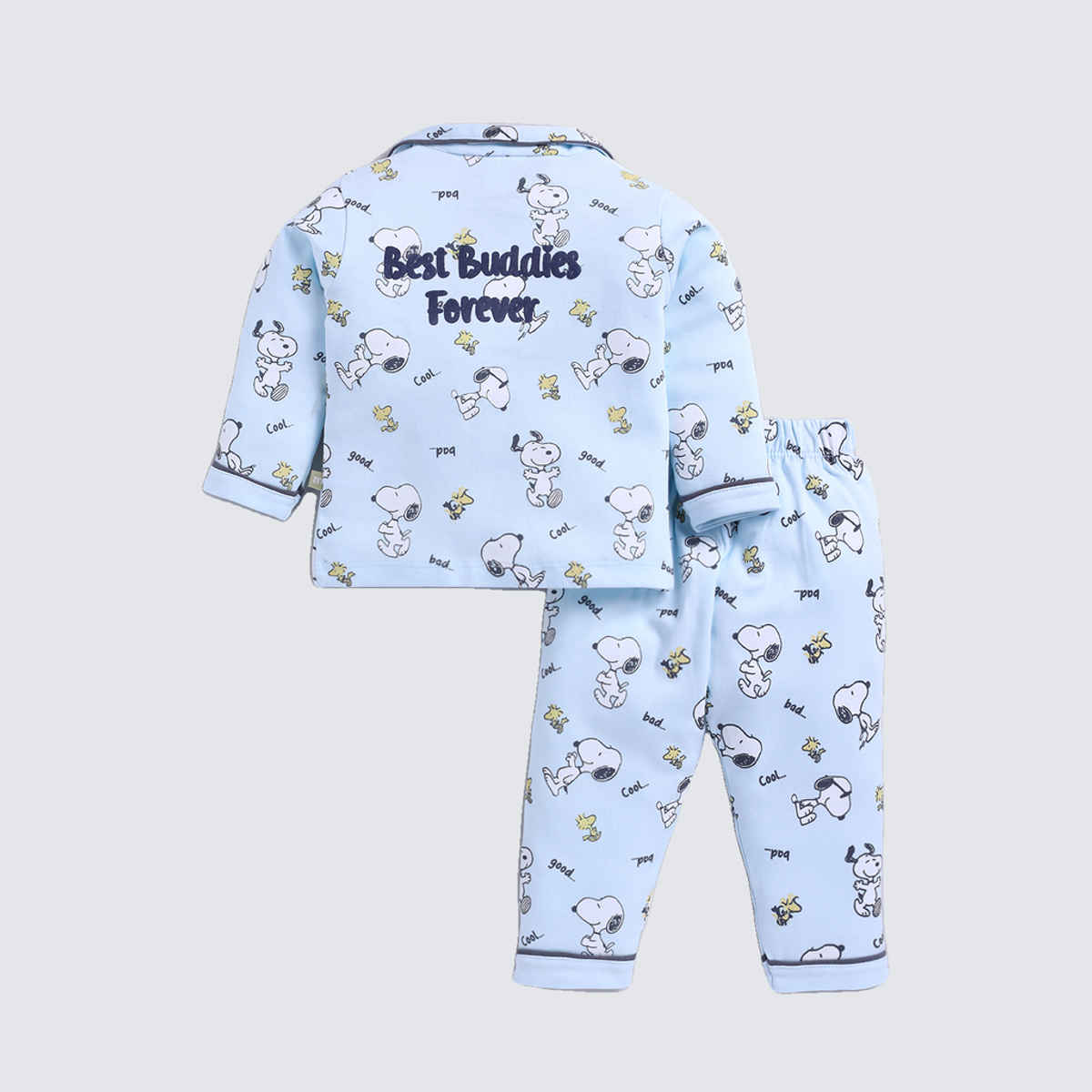 Mom's Love Boys' Printed Cotton Night suits | Blue | 12 - 18 months