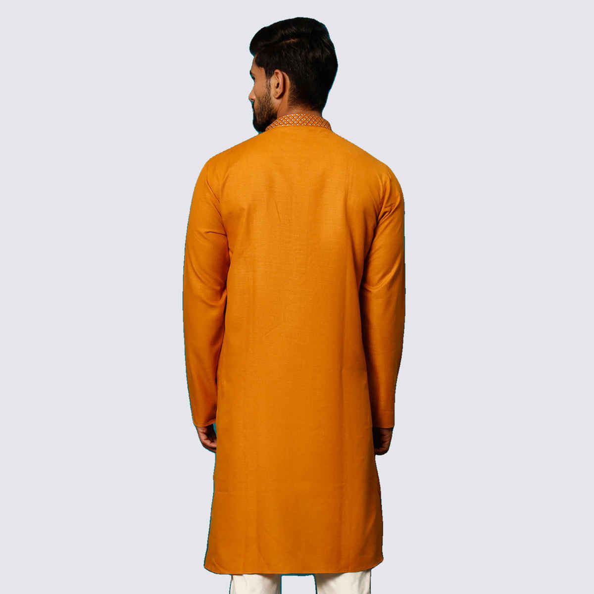 Vastramay Men's Cotton Blend Kurta for Eid | Rust - S