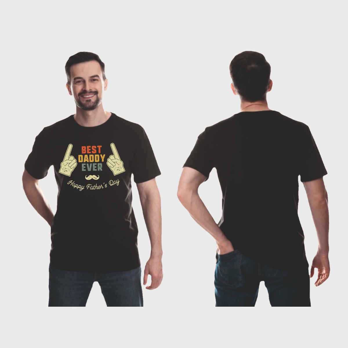 Gcyx Men's Dude Dad Printed T-shirt | Black - XL