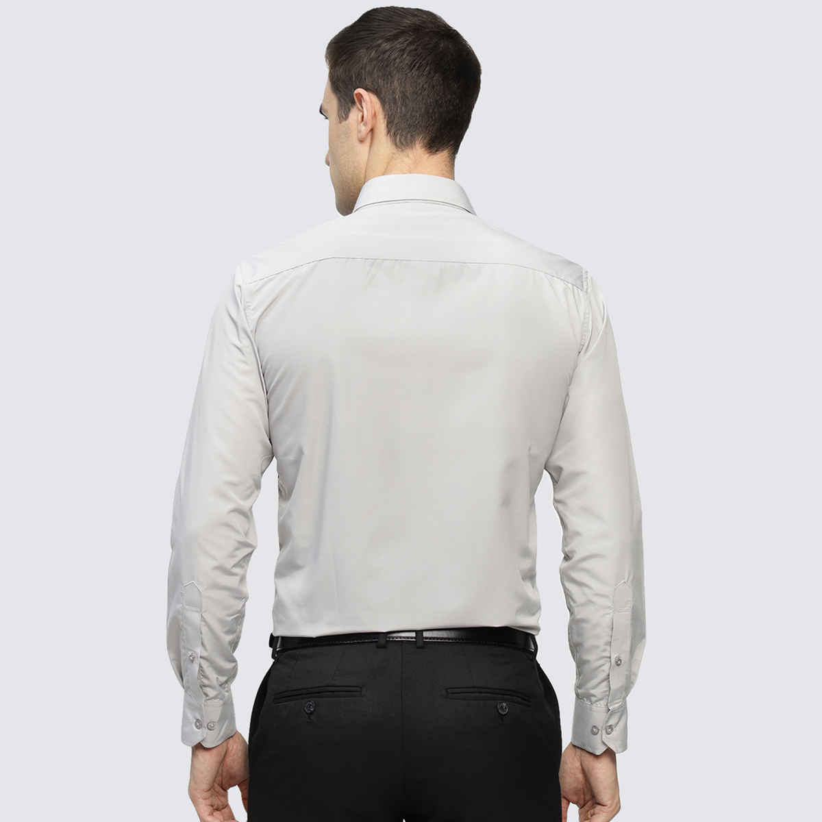 English Navy Men's Polycotton Solid Slim Fit Formal Shirt | Grey | S