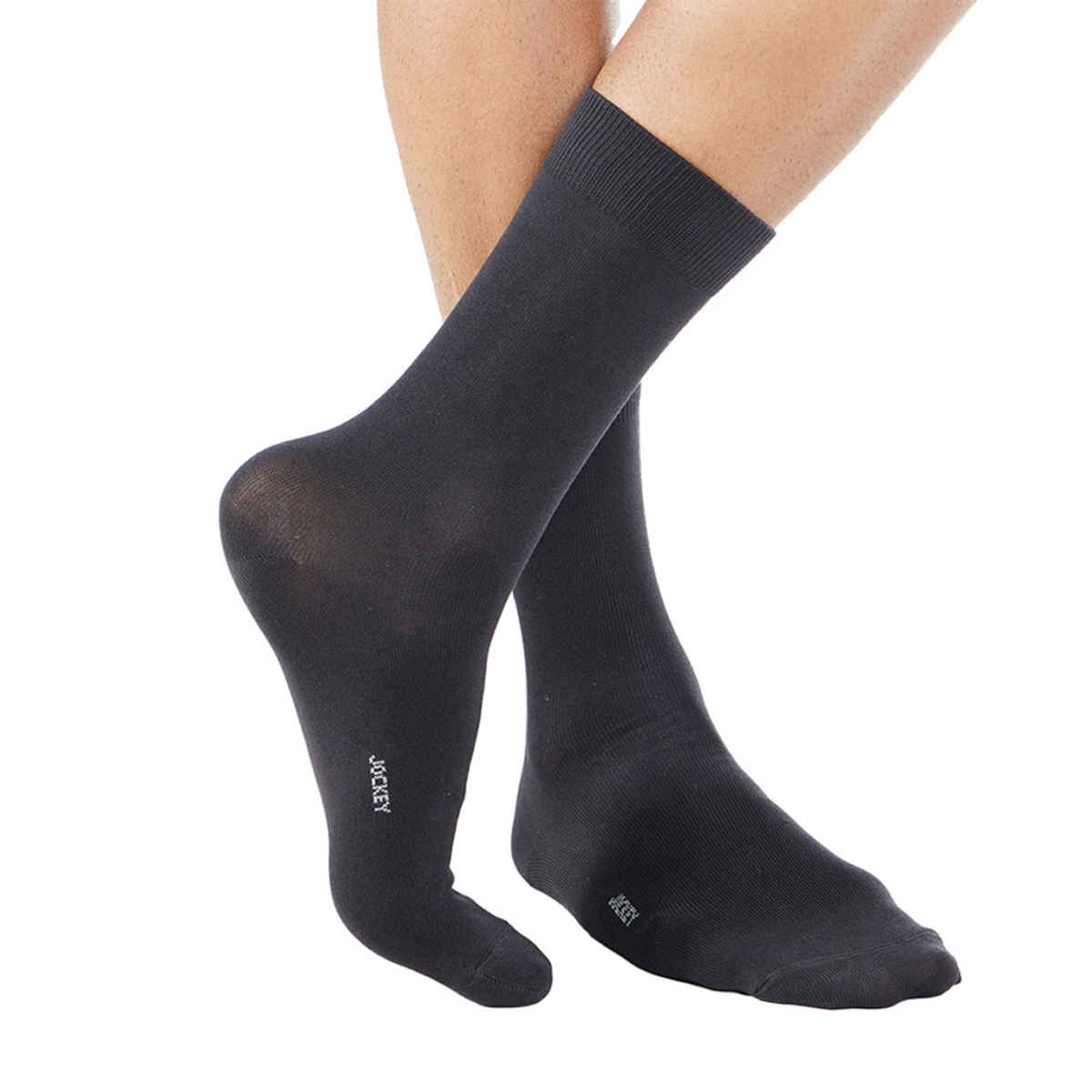 Jockey Men's Solid 100% Cotton Crew Length Socks | Black - Free Size