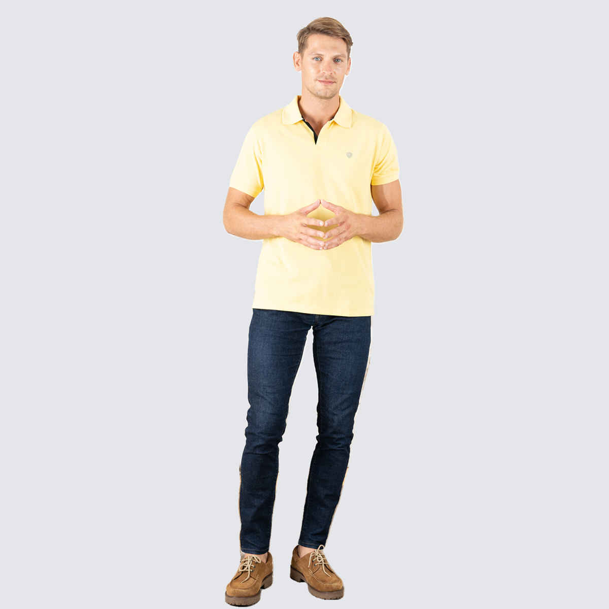 Lux Cozi Men's Cotton Polo T-Shirt, Yellow, S