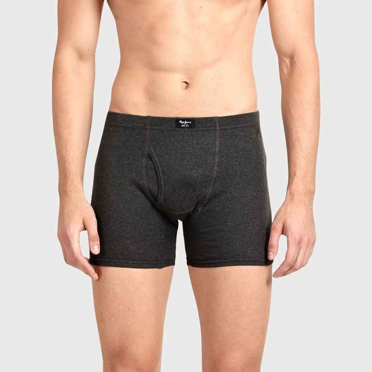 Pepe Jeans Mens Charcoal Melange 100% Cotton Solid Trunk - Pack of 2 (M) Comfort Fit, Soft Fabric