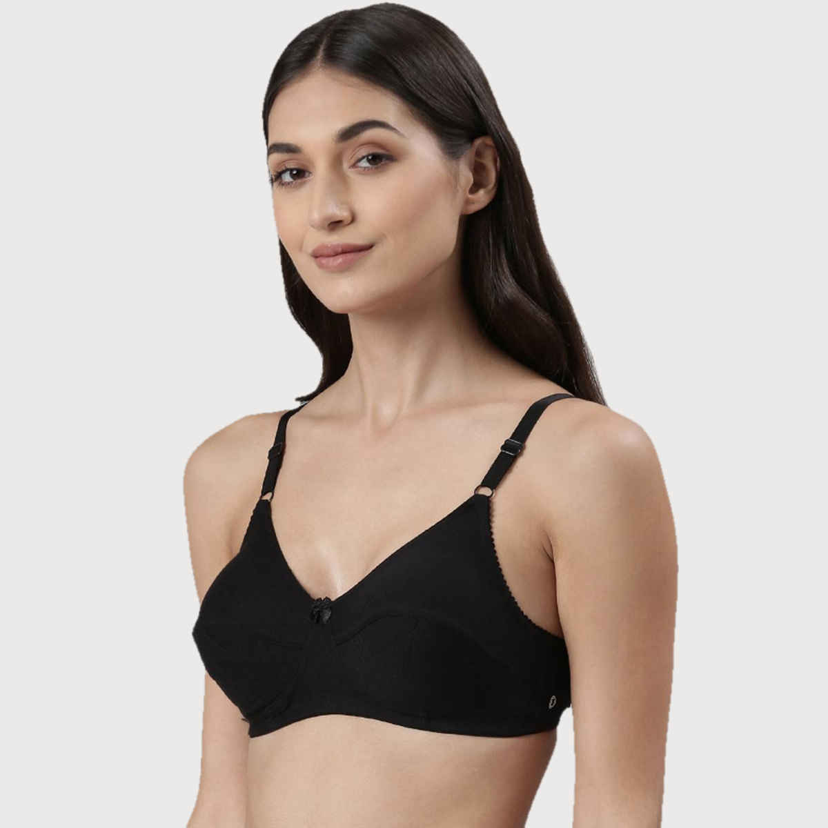 Dollar Missy Women's Cotton Wire-Free Uplift Support Bra | Black - 32C
