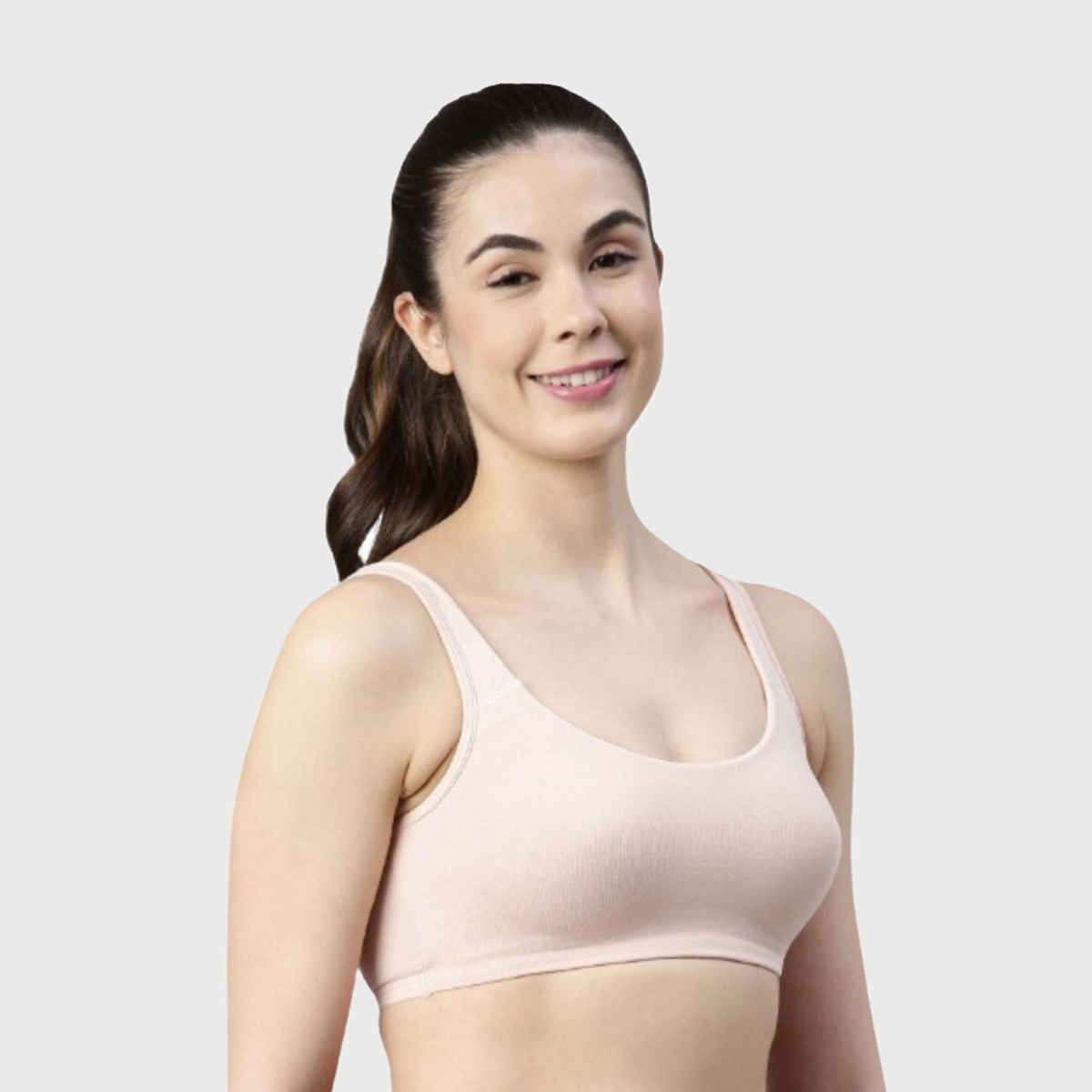Enamor Women's SB06 Cotton Lounge Sports Bra | High Coverage | Non Padded | Wirefree | Pearl | XL