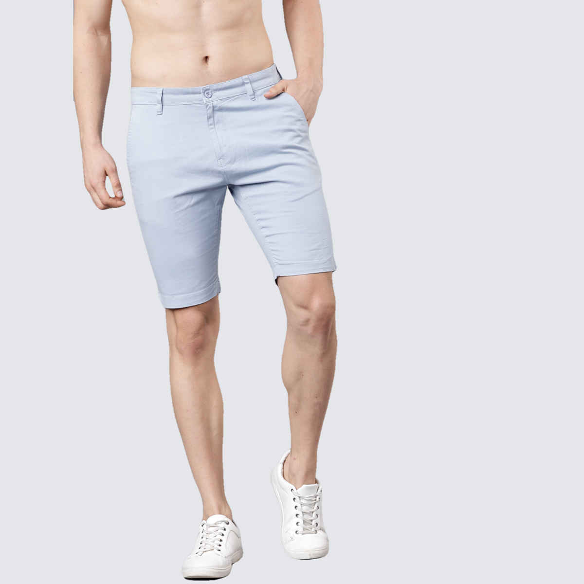 HIGHLANDER Men's Slim Fit Chino Shorts | Ice Blue - 34
