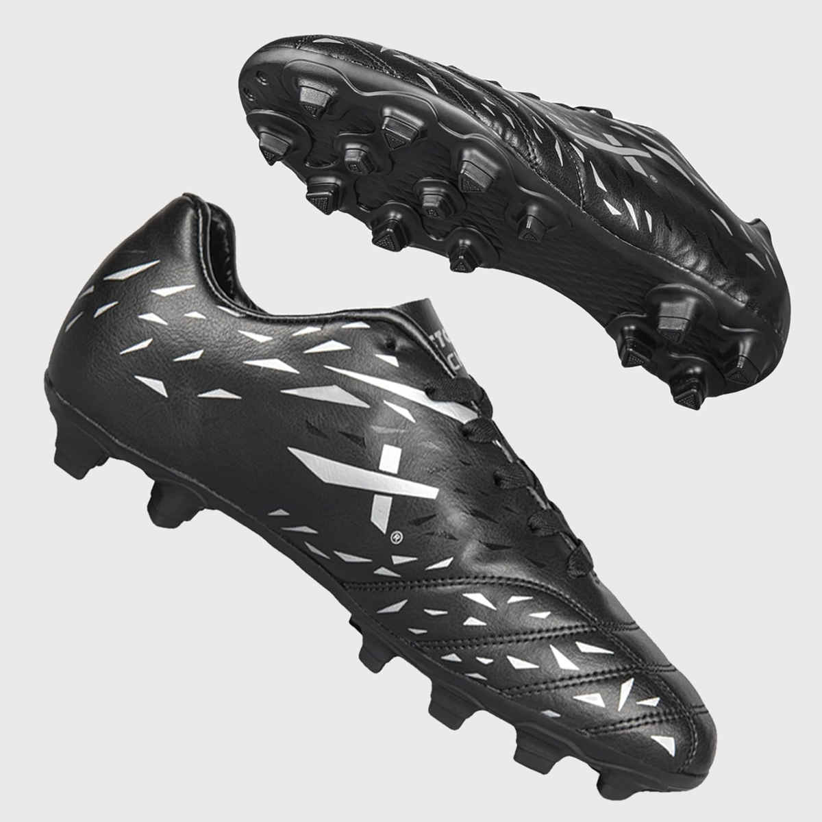 Vector X Kick-X Football Studs For Men Sports And Athletic Soccer Shoes | Black & Silver Size-6