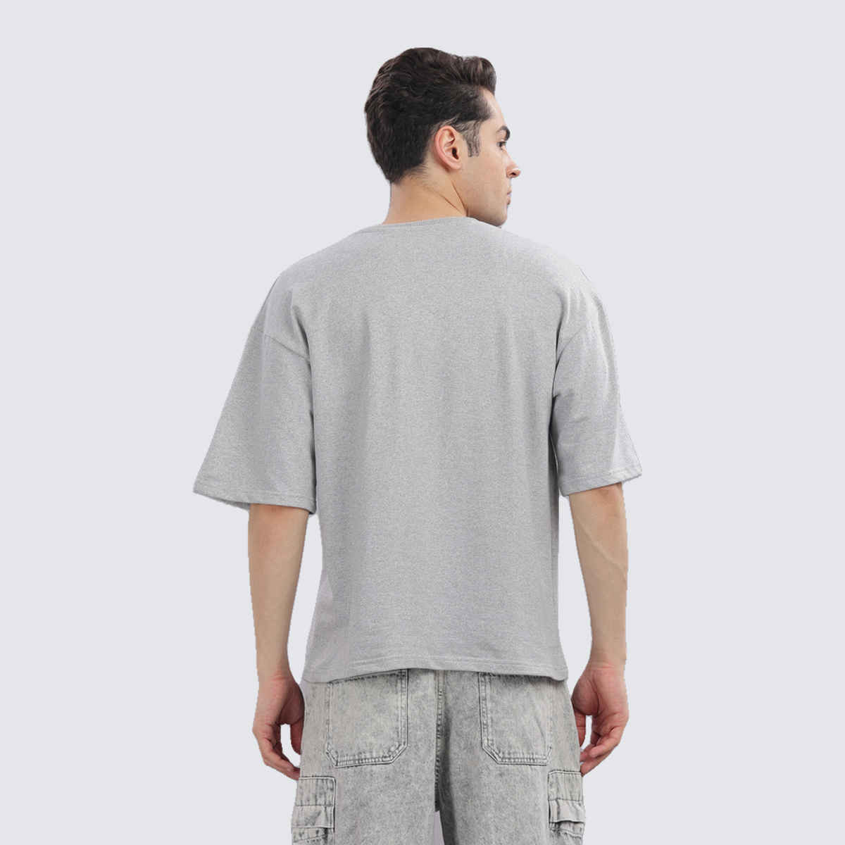 Springman Men Cotton French Terry Oversized T-shirt | Grey - XL
