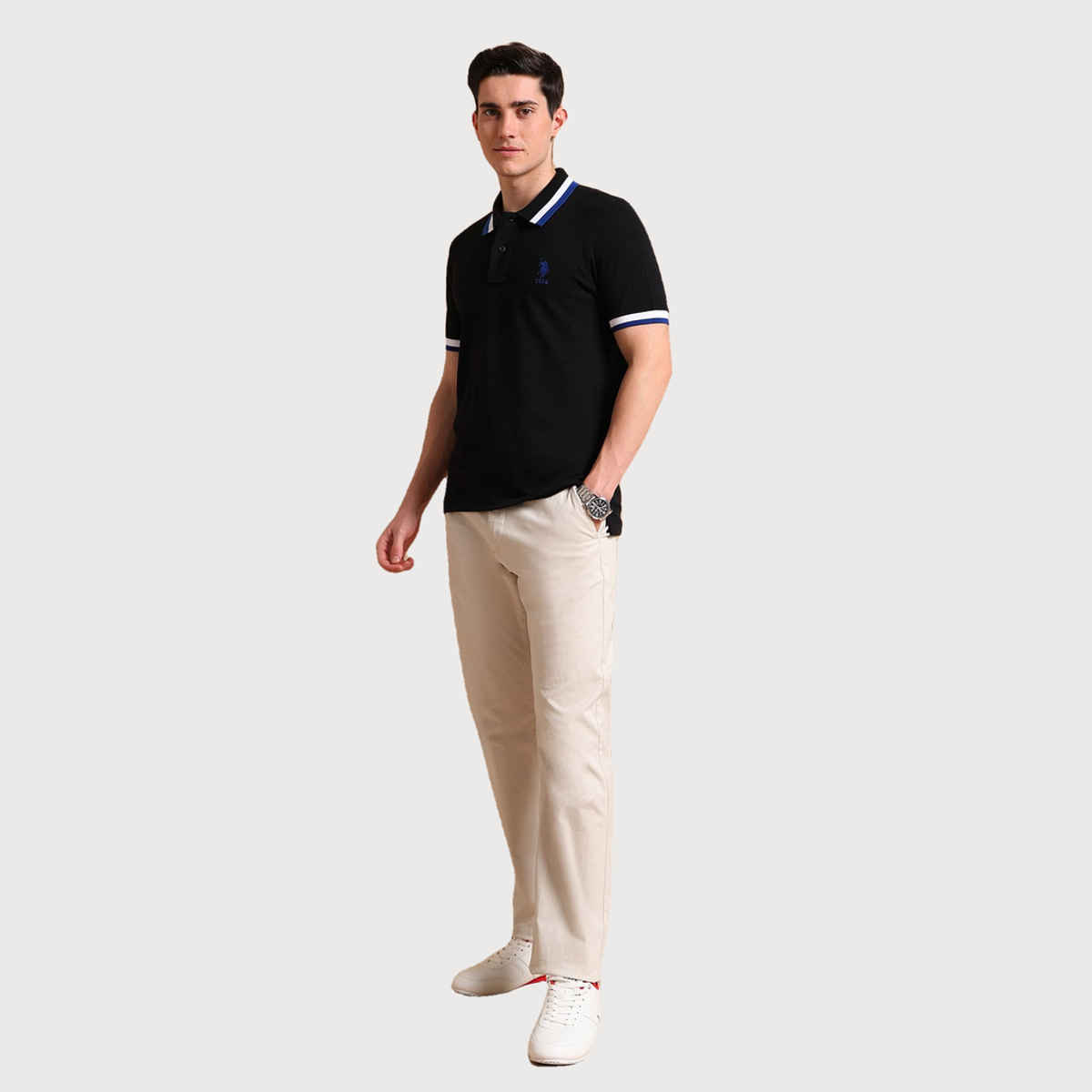 U.S. Polo Assn. Men's Heritage Tipped Polo Shirt | Black - L