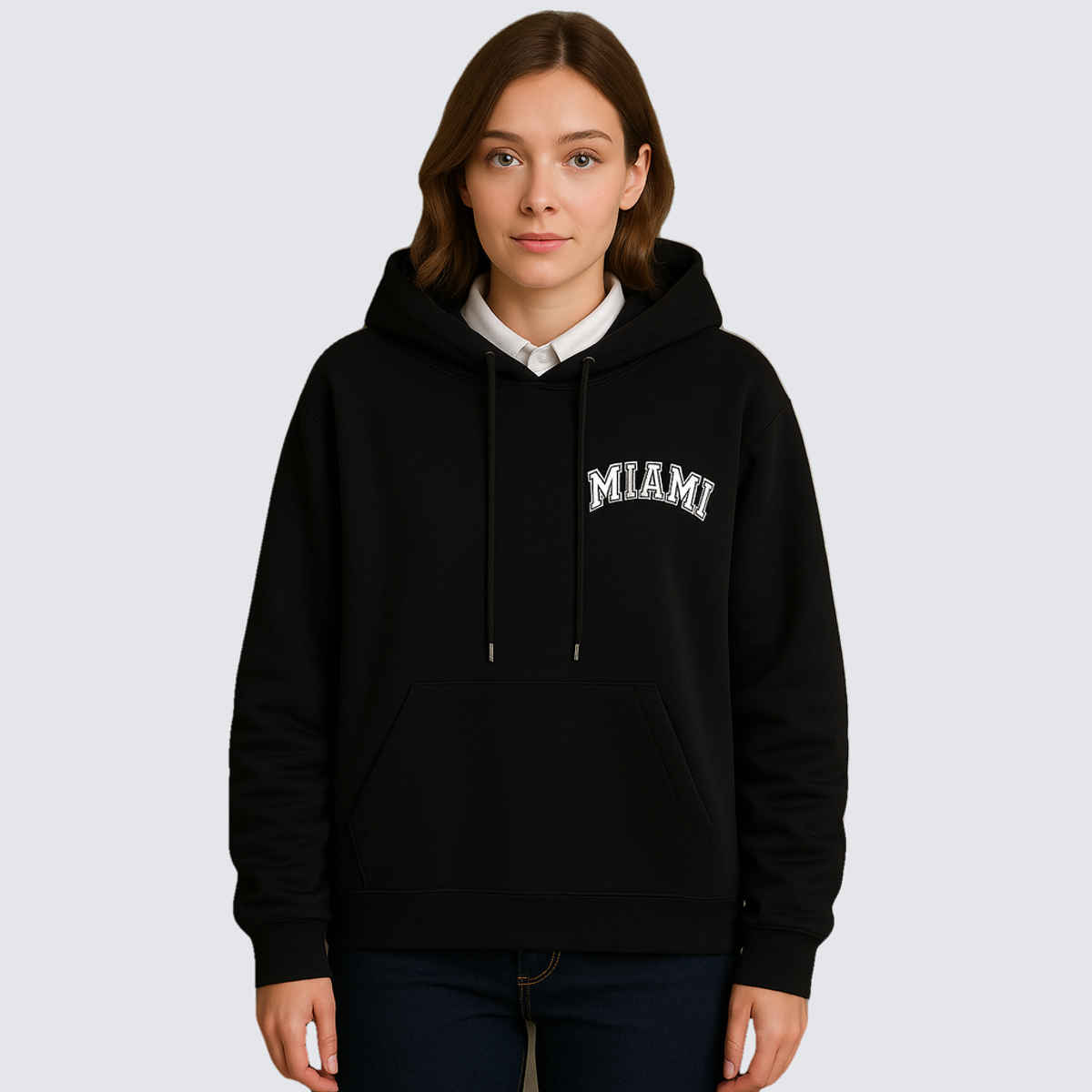 Try This Women's Full Sleeve Casual Print Hooded Sweatshirt | Black - L