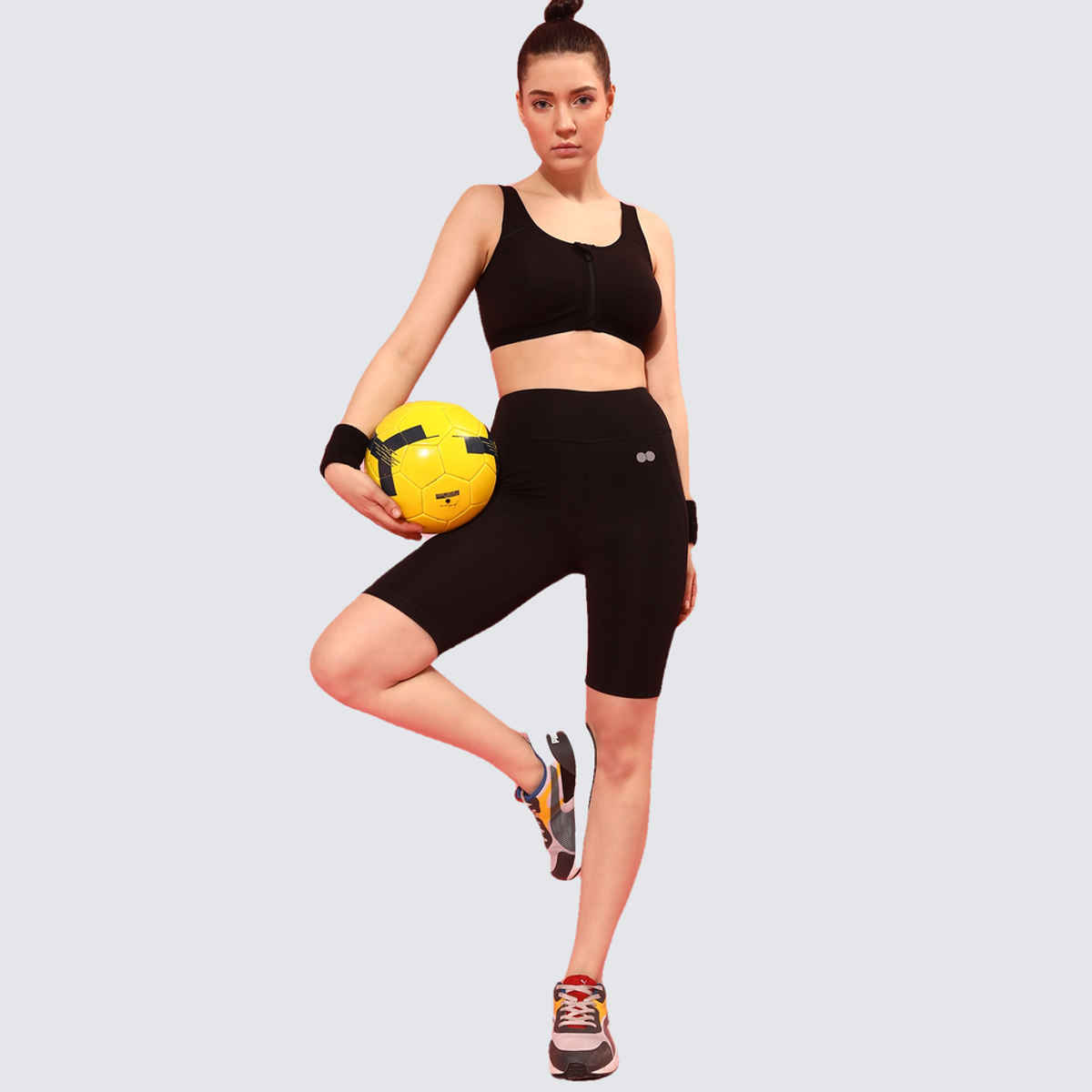 Clovia Snug Fit High-Rise Active Shorts | Black | XXL