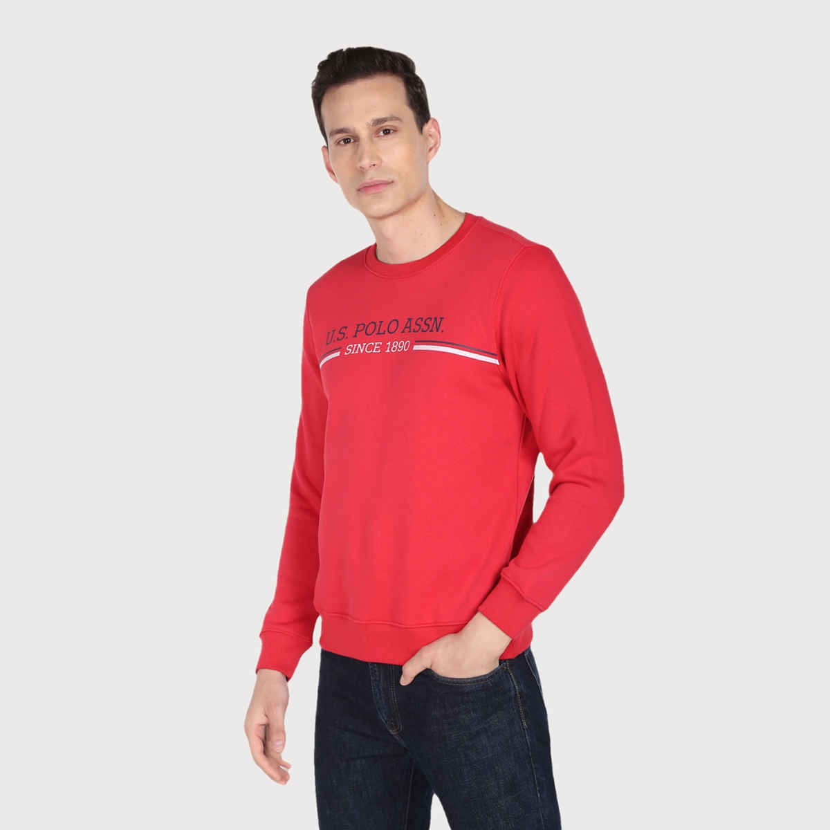 U.S. Polo Assn. Crew Neck Printed Logo Sweatshirt | Men | Red