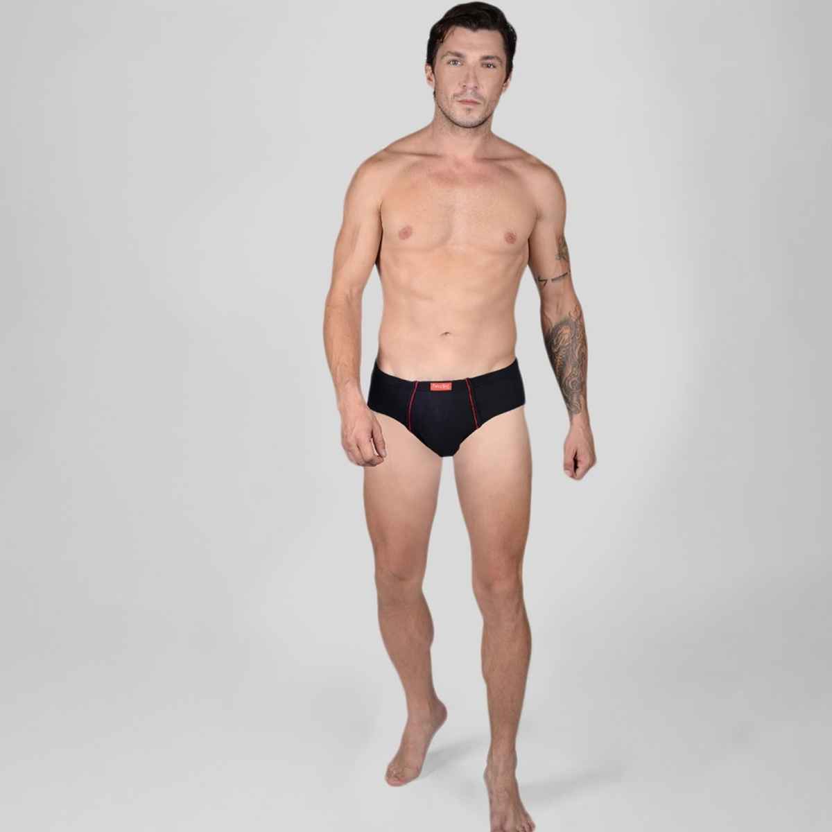 Frenchie Plus Mens Brief | Pack of 2 | Grey Melange | Black | 90 cm