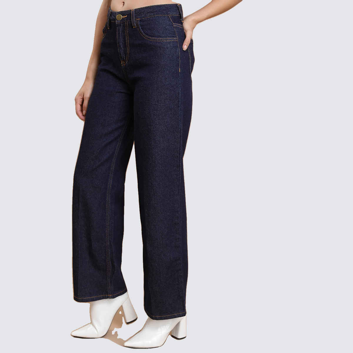 Ketch Women Flared Fit Clean Look Cotton Jeans | Blue | 30