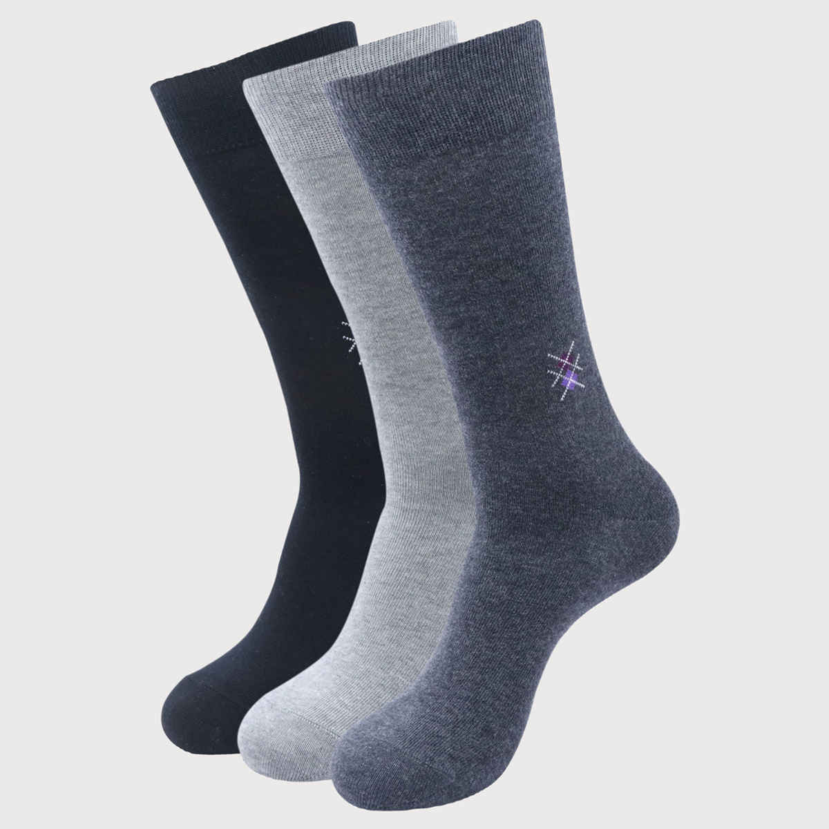 SocksXpress by Balenzia Men's Crew Socks | Formal | Black, L.Grey, D.Grey | Cotton Spandex