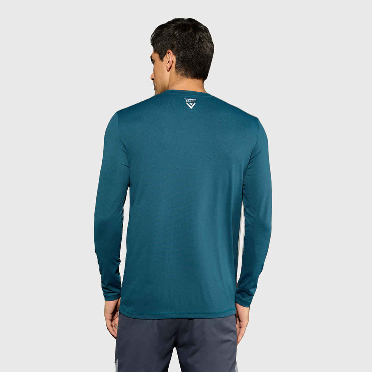 Technosport Men's Poly Solid Slim Fit Round Neck Full Sleeve Sports T-shirt | Gulf Coast - S