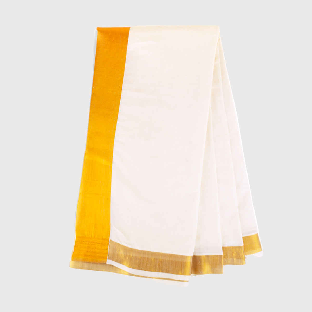 Peepal Clothing India Silk Emporium Kerala Cotton Saree With Zari Border | White and Gold