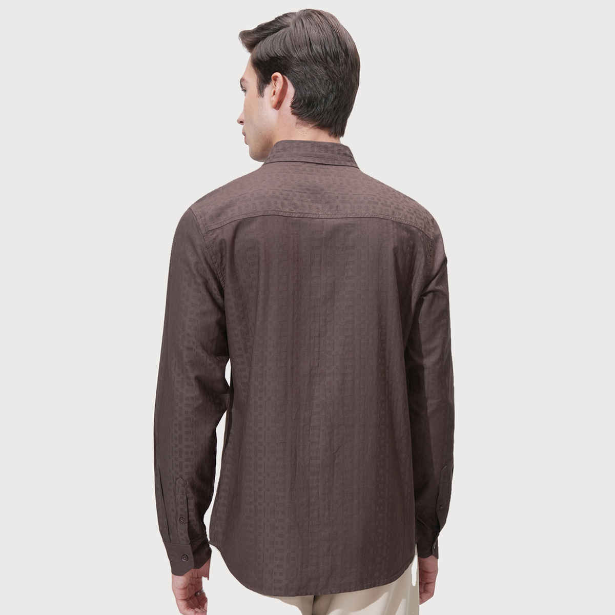 HIGHLANDER Men's Comfort Slim Fit Opaque Party Shirt | Brown - L