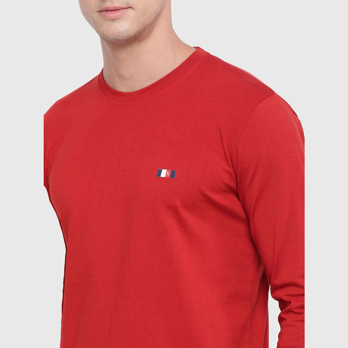 Actimaxx Men's Solid Round Neck Rib Full Sleeve Pure Cotton T-shirt | Colour May Vary - XL