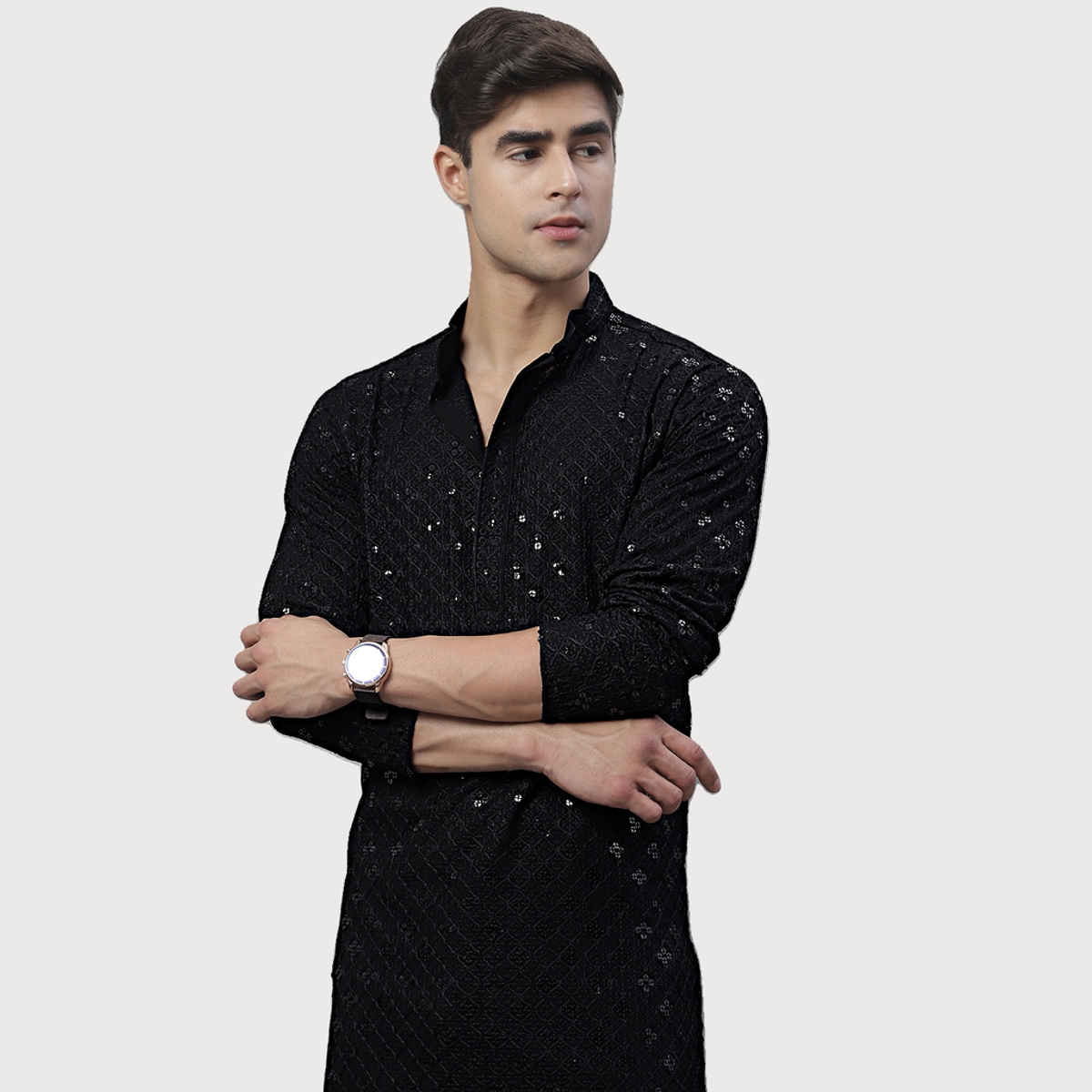 Jompers Men's Kurta | Ko 695 | Black - S