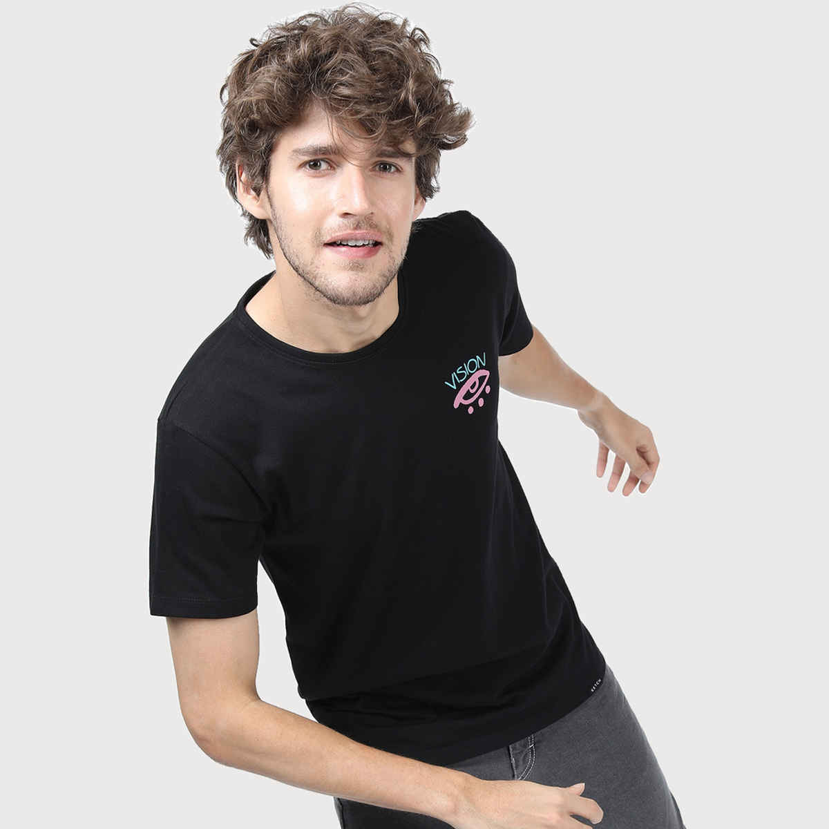 Ketch Men Printed Slim Fit T-Shirt | Black | L