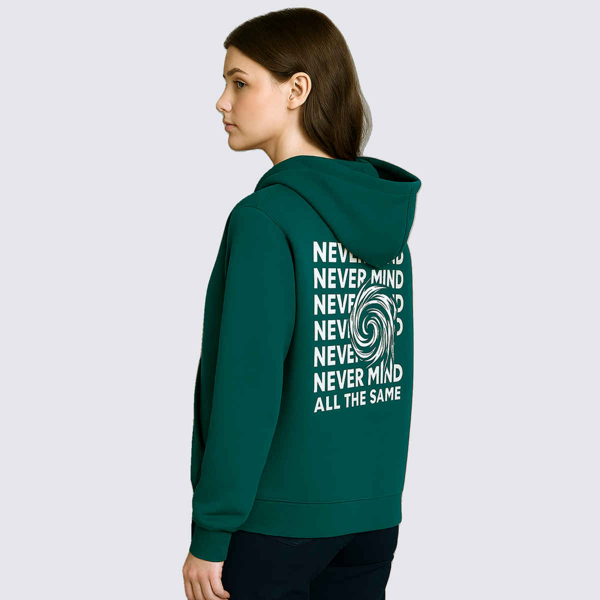 Try This Women's Full Sleeve Printed Hooded Sweatshirt | Green - M