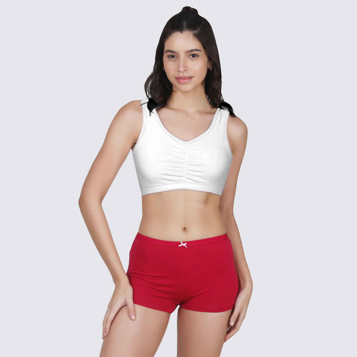 D'Chica Broad Strap Cotton Gym Bra For Women's | Removable Pads | White | L