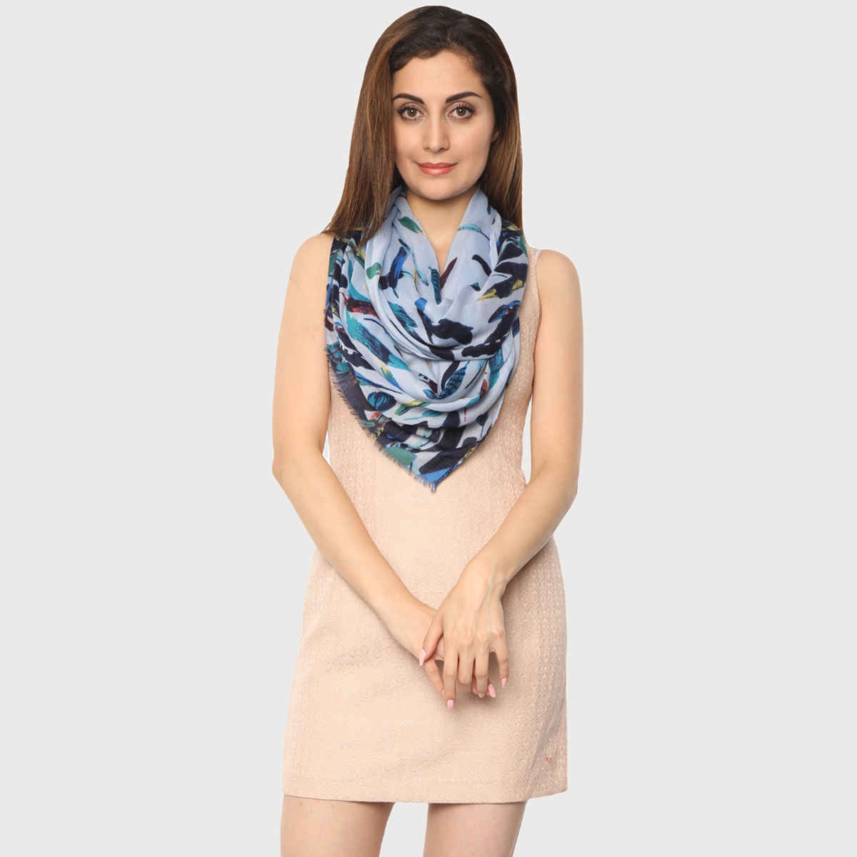 Fabseasons Women's Printed Scarf | Blue - Free Size