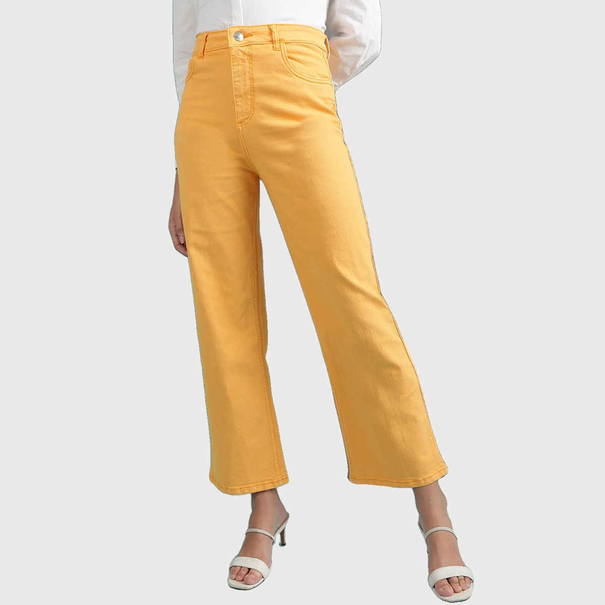 Freehand Women's Overdyed Wide Leg Denim Jeans | Yellow - 30