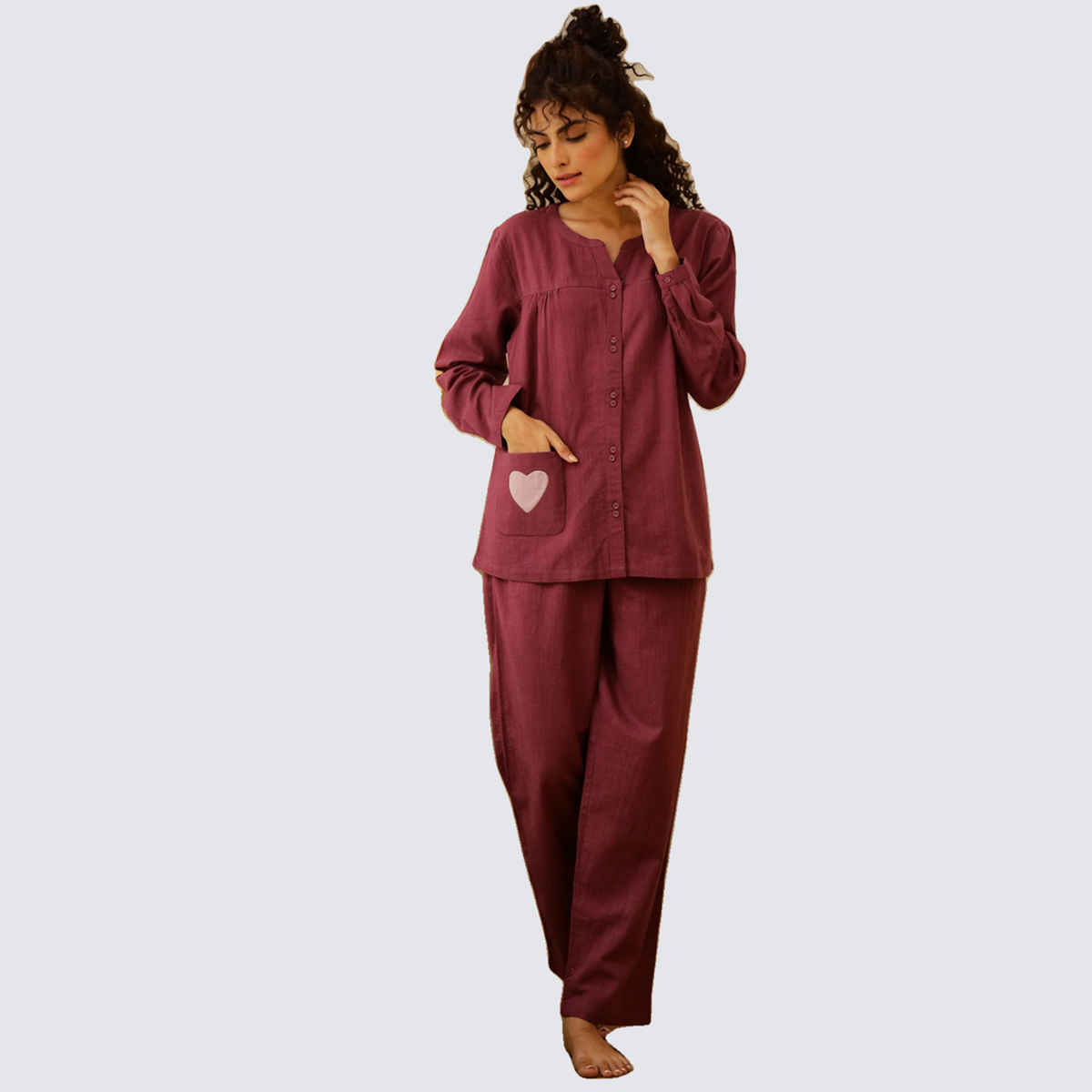 Sanskrutihomes Women's Pure Cotton Night suits | SE-NSP-703 | Mauve - XL