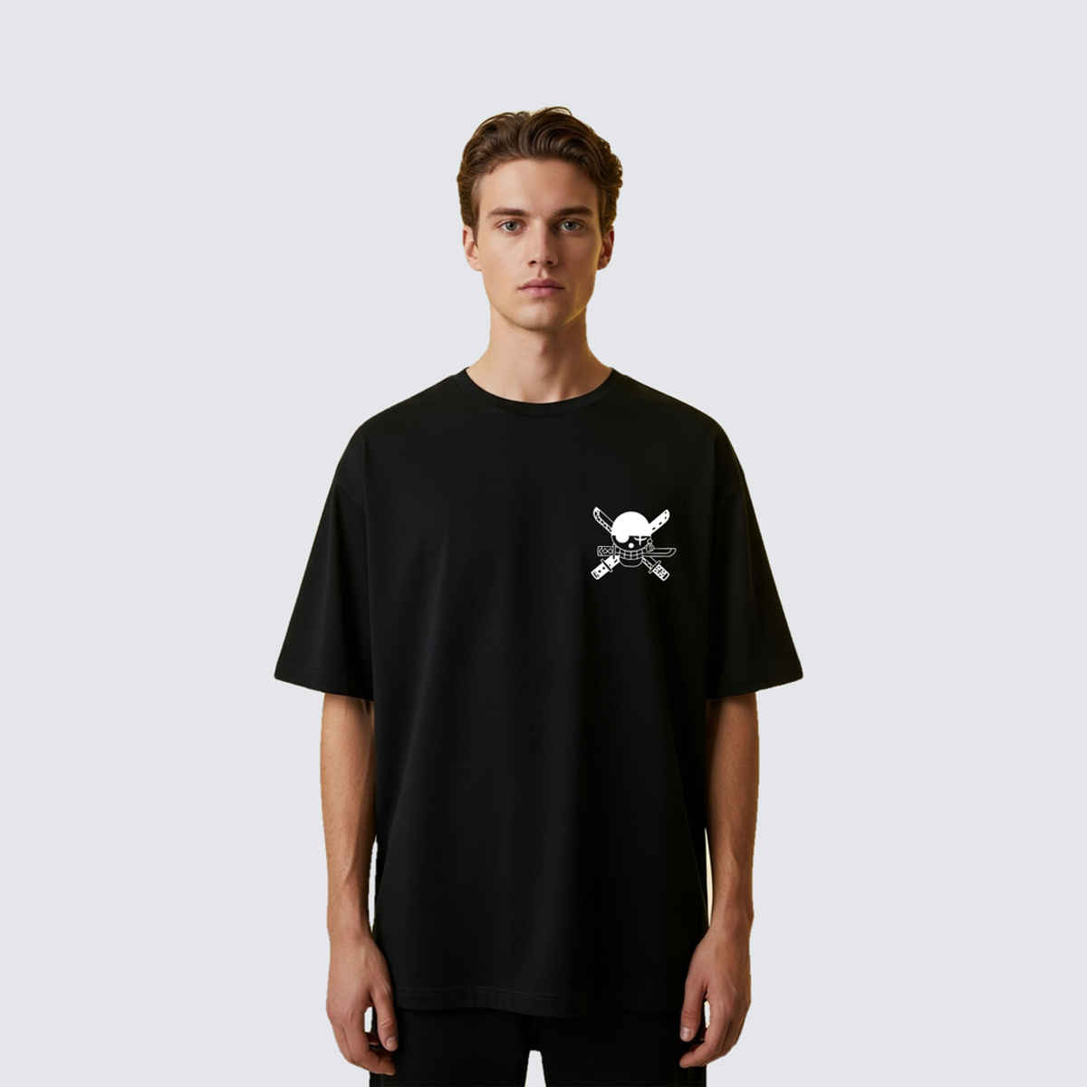 BENNY BROOKS Men's Round Neck half sleeve Oversized T-shirt |AA(ARN)BLACK137 | Black - L