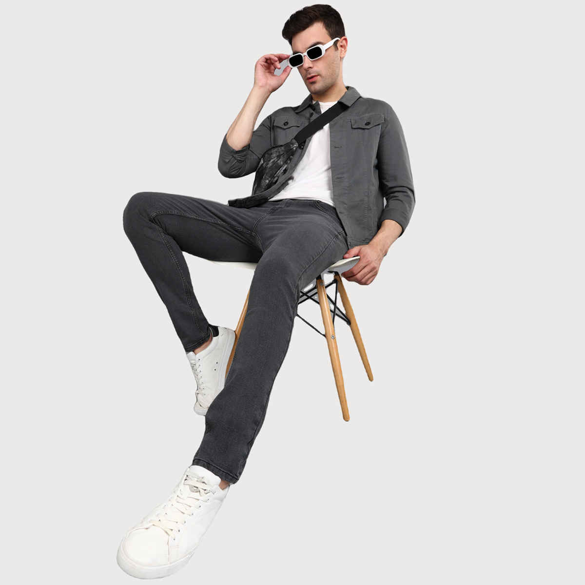 Urbano Fashion Men's Jeans Regular Fit Washed Stretchable | Carbon Grey | 32