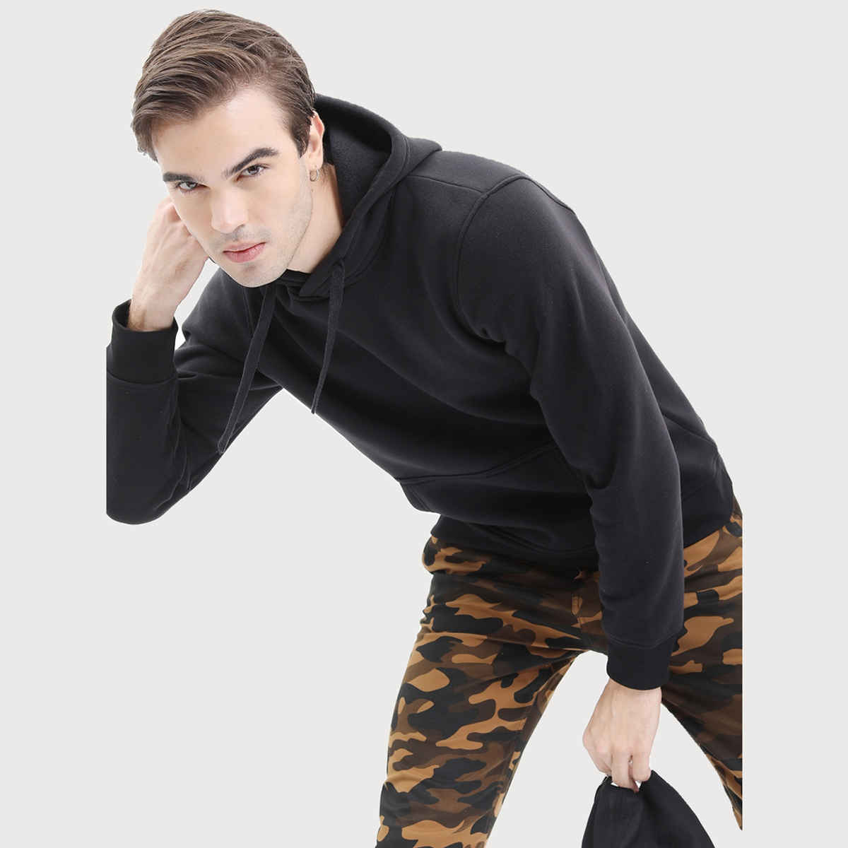 Ketch Men Hooded Pullover Sweatshirt | Black | M